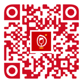 Red QR code with a wine glass logo, linking to an example Unitag and Occitanic wine labelling app